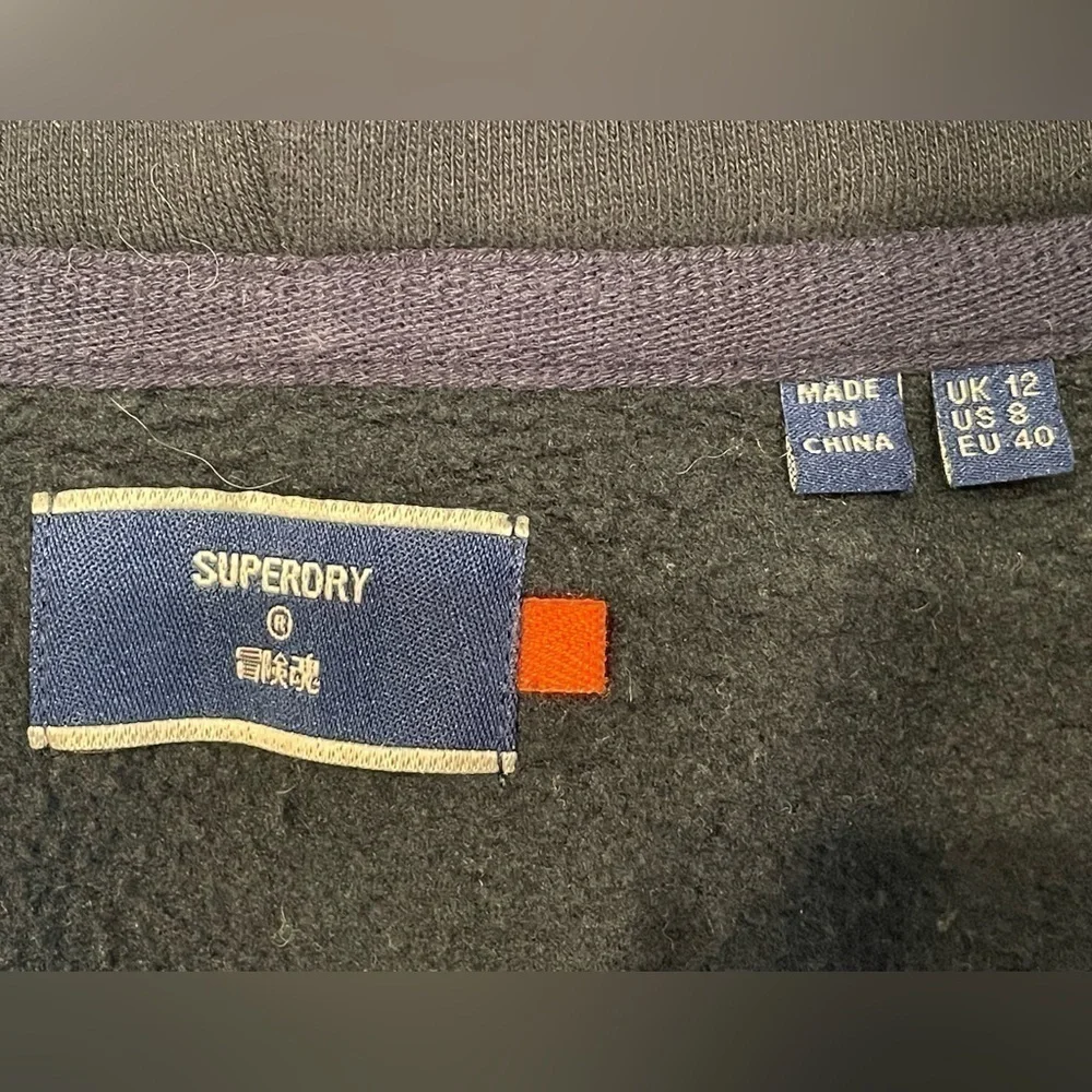 Superdry Kid’s Black Hoodie Zip-up Jacket Size 8